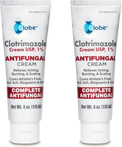 Globe (2 Pack) Clotrimazole Antifungal Cream 1% (4 oz Tube) Relieves The itching, Burning, Cracking and Scaling associated with fungal infections, Compare to the Name Brand Active Ingredient in Pakistan