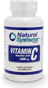Vitamin C 1000mg Tablets - 60 Tables - Perfect for Immune Support and System by Natural Systems - Dietary Vitamin C Supplement - Ascorbic Acid 1000mg - Made in USA - Vitamina C - VIT C in Pakistan