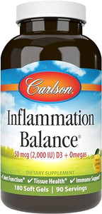 Inflammation Balance, Balanced Omega-3 & Omega-6 Ratio, with D3, Norwegian, Wild-Caught Fish Oil Supplement with Fatty Acids, Sustainably Sourced Fish Oil Capsules, 180 Softgels in Pakistan