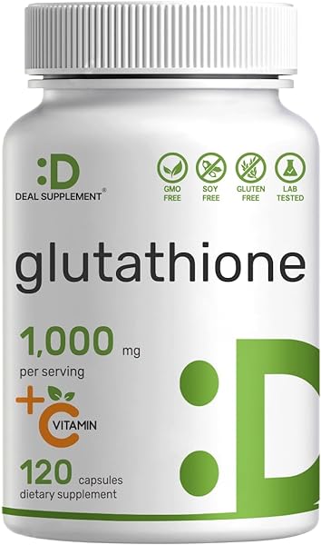 Glutathione Supplement 1,000mg Per Serving, 98% Purity | Plus Vitamin C 500mg, Active Reduced Form (GSH) | 120 Capsules – Intracellular Antioxidant – Supports Immune Health in Pakistan