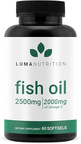 Luma Nutrition Omega 3 Fish Oil Supplement - Extra Strength 2500mg - 2000mg EPA & DHA - Brain and Heart Health - 60 Softgels in Pakistan