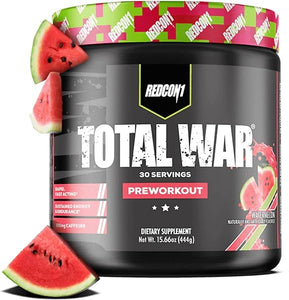 Total War Pre Workout - L Citrulline, Malic Acid, Green Tea Leaf Extract for Pump Boosting Pre Workout for Women & Men - 3.2g Beta Alanine to Reduce Exhaustion, Watermelon 30 Servings in Pakistan