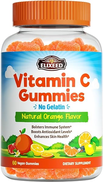 Vitamin C Gummies 125 mg, Ascorbic Acid & Sodium Ascorbate, Support Immune, Antioxidant & Skin Health for Whole Family, Pectin-Based, Natural Orange Flavor, Once Daily, 60 Vegan Gummies in Pakistan in Pakistan