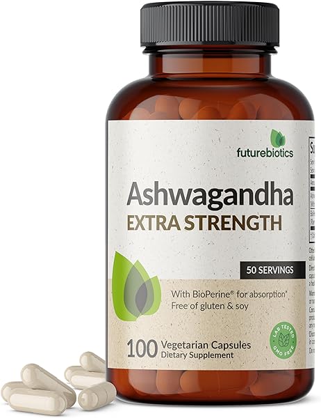 Ashwagandha Extra Strength Stress & Mood Support with BioPerine - Non GMO Formula, 100 Vegetarian Capsules in Pakistan in Pakistan