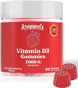 Vitamin D3 Gummies 2000 IU – Extra Strength, Vegetarian, Pectin Plant-Based Vitamin D Gummies for Bone Health Support – Juicy Strawberry Flavor, 60 Count (1-Month Supply) in Pakistan