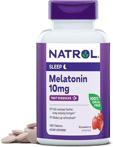Sleep Melatonin 10mg Fast Dissolve Tablets, Nighttime Sleep Aid for Adults, 100 Strawberry-Flavored Melatonin Tablets, 100 Day Supply in Pakistan