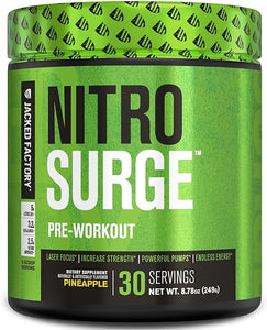 NITROSURGE Pre Workout Supplement - for Energy, Instant Strength Gains, Clear Focus, Intense Pumps - Nitric Oxide Booster & Preworkout Powder with Beta Alanine - 30 Servings, Pineapple in Pakistan