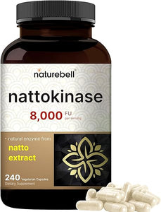 NatureBell Nattokinase Supplement 8,000 FU Per Serving, 240 Veggie Capsules | Traditional Natto Extract Source – Max Strength Enzyme & Heart Health Support – Non-GMO in Pakistan