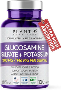 Glucosamine Sulfate with Potassium | Strong Joint Support Supplement | Supports Cartilage and Connective Tissues | Aids Knee and Bone Structure | 120 Tablets in Pakistan