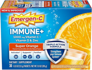 Emergen-C Immune+ Triple Action Immune Support Powder, BetaVia (R), 1000mg Vitamin C, B Vitamins, Vitamin D and Antioxidants, Super Orange – 30 Count in Pakistan