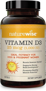 NatureWise Vitamin D3 1000iu (25 mcg) Healthy Muscle Function, and Immune Support, Non-GMO, Gluten Free in Cold-Pressed Olive Oil, Packaging Vary ( Mini Softgel), 360 Count in Pakistan
