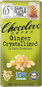 Chocolove Ginger Crystallized in Dark Chocolate, 65% Cacao | 12 Pack | Non GMO, Rainforest Alliance Certified Cacao | 3.2oz Bar in Pakistan