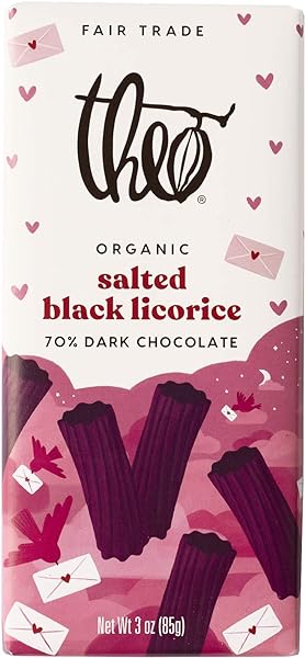 Chocolate Valentine's Day Salted Black Licorice Organic Dark Chocolate Bar, 70% Cacao, 6 Pack | Vegan, Fair Trade in Pakistan in Pakistan
