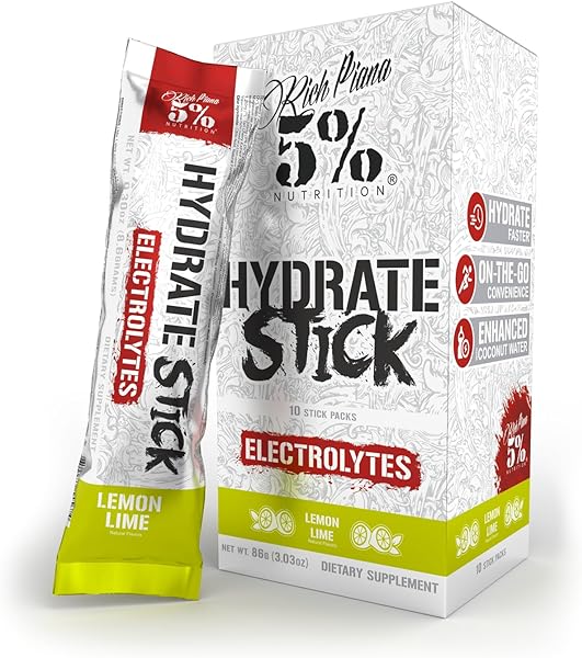 5% Nutrition Hydrate Stick Hydration Packets | Sport Electrolyte Powder Mix Packets with Coconut Water (Lemon Lime) (10 Count) in Pakistan in Pakistan