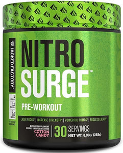 NITROSURGE Pre Workout Supplement - Endless Energy, Instant Strength Gains, Clear Focus and Intense Pumps - NO Booster & Powerful Preworkout Energy Powder - 30 Servings, Cotton Candy in Pakistan