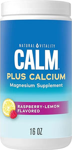 Calm, Magnesium Citrate & Calcium Supplement, Drink Mix Powder Supports a Healthy Response to Stress, Gluten Free, Vegan, & Non-GMO, Raspberry Lemon, 16 oz in Pakistan