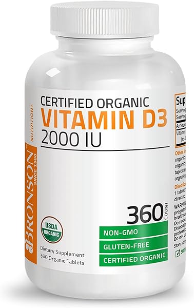 Bronson Vitamin D3 2,000 IU (1 Year Supply) for Immune Support, Healthy Muscle Function & Bone Health, High Potency Organic Non-GMO Vitamin D Supplement, 360 Tablets in Pakistan in Pakistan