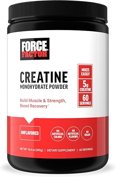 FORCE FACTOR Creatine Monohydrate, Creatine Powder for Muscle Gain, More Strength, and Faster Workout Recovery, Clinically Studied Micronized Creatine 5g Dose Per Serving, Unflavored, 60 Servings in Pakistan in Pakistan