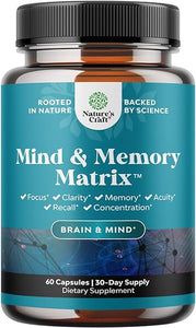 Advanced Nootropics Brain Support Supplement - Synergetic Mental Energy and Focus Supplement with Brain Vitamins for Cognitive Enhancement - Mind and Memory Supplement for Brain Health (30 Servings) in Pakistan