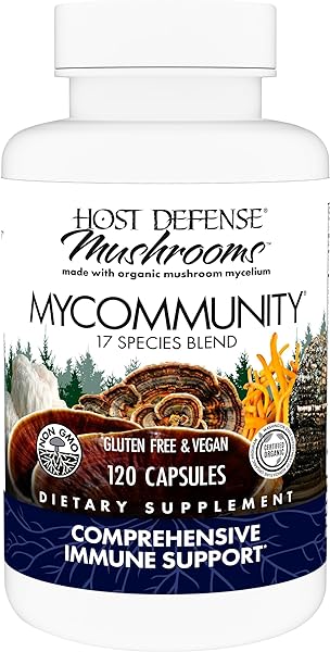 Host Defense MyCommunity Capsules - 17 Species Blend Mushroom Supplement for Immune Support - Herbal Aid with Lion's Mane, Reishi. Chaga, Cordyceps, Turkey Tail & More - 120 Capsules (60 Servings)* in Pakistan