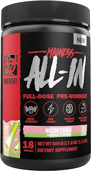Madness All-in | Full Dosed Pre-Workout - Melon Candy - 18 Serving - 504 g (17.8oz) in Pakistan