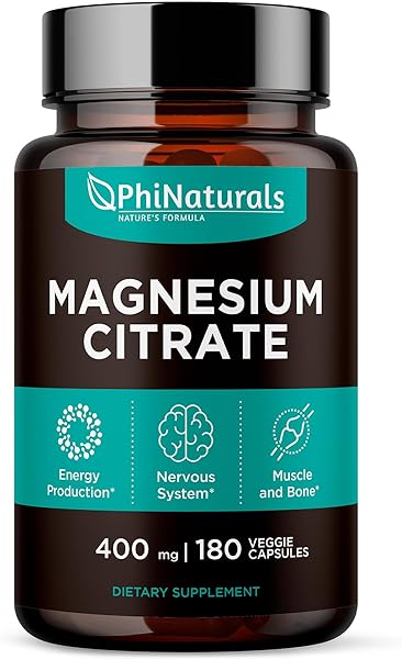 Magnesium Citrate Powder Capsules 400mg – [180 Count] Pure Non-GMO Supplements – Made in The USA in Pakistan
