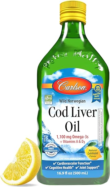 Cod Liver Oil, 1100 mg Omega-3s, Liquid Fish Oil Supplement, Wild-Caught Norwegian Arctic , Sustainably Sourced Nordic Fish Oil Liquid, Lemon, 500 ml in Pakistan in Pakistan