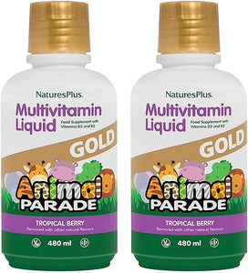 Animal Parade Gold Children's Liquid Multivitamin - 16 fl oz, Pack of 2 - Natural Tropical Berry Flavor - Gluten Free, Vegan - 64 Total Servings in Pakistan