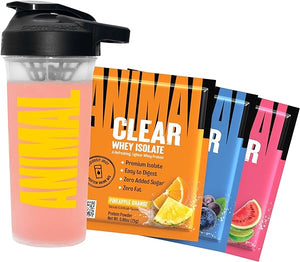 Clear Whey Protein Isolate Sampler Pack & Shaker Bottle - Deliciously Juicy 20g Protein, Watermelon Limeade, Blueberry Acai, Pineapple Orange, 3 Single-Serving Packets in Pakistan