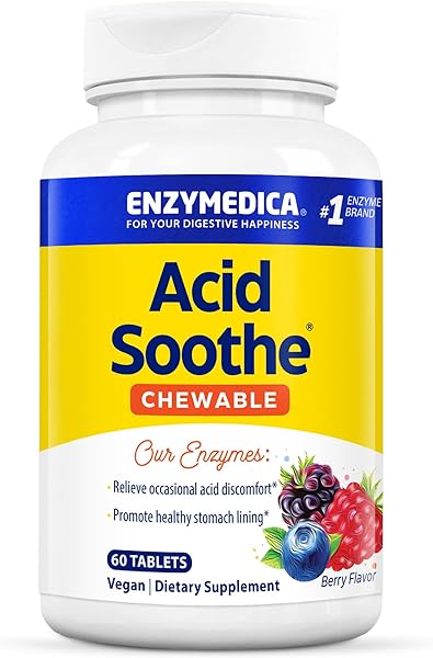 Acid Soothe Chewable, Promotes Relief from Heartburn and Indigestion While Helping to Strengthen the Stomach Lining, Vegan, Non-GMO, 60 Tablets (60 Servings) in Pakistan