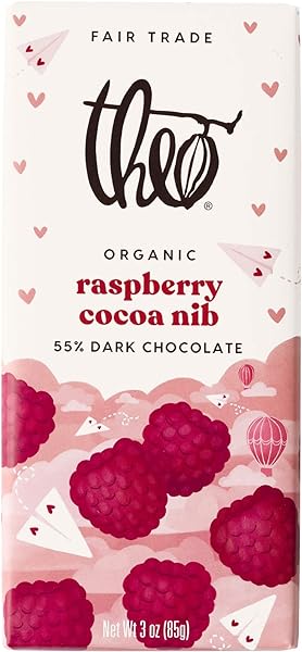 Chocolate Valentine's Day Raspberry Cocoa Nib Organic Dark Chocolate Bar, 55% Cacao, 6 Pack | Vegan, Fair Trade in Pakistan