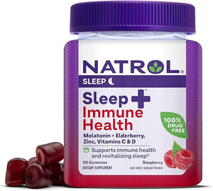 Sleep+ Immune Health Gummy, Sleep Aid & Immunity Support, Elderberry, Vitamins C, D and Zinc, Drug Free, 50 Berry Flavored Gummies in Pakistan