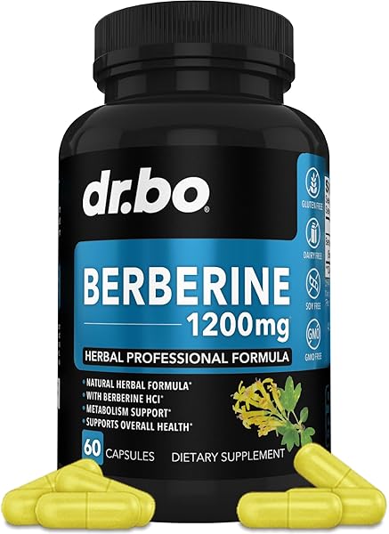 Berberine Supplement Capsules - 1200mg Berberine HCL Supplement for Healthy Metabolic Support - Premium Berberine HCL 600mg Per Capsule, Pure Berberine 1200mg Supplements for Women & Men - 60 Pills in Pakistan