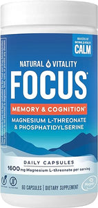 Focus, Magnesium L-Threonate and Phosphatidylserine Nootropic Brain Supplements for Memory, Focus, and Cognition, Gluten Free, Vegetarian, 60 Capsules in Pakistan