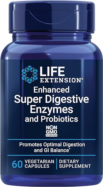 Enhanced Super Digestive Enzymes & Probiotics -Vegetarian-Friendly Digestive Health Formula For GI Balance - Plant-Based Diet Aid - Non-GMO - 60 Vegetarian Capsules in Pakistan