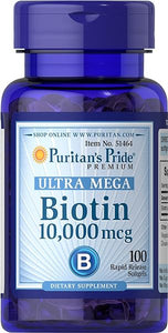 Biotin 10000 Mcg, Helps Promote Skin, Hair and Nail Health, Softgels 100 Count in Pakistan