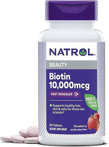 Biotin Beauty Tablets, Promotes Healthy Hair, Skin & Nails, Helps Support Energy Metabolism, Helps Convert Food Into Energy, 10,000mcg, Strawberry, 60.0 Count in Pakistan