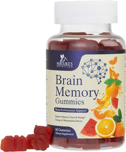 Brain Supplement Gummy for Memory, Focus & Concentration Support Gummies Plus Nootropics, Phosphatidylserine & Vitamins B6 & B12 - Nature's Caffeine Free Nootropic for Brain Health - 60 Gummies in Pakistan