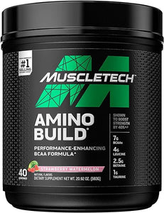 BCAA Amino Acids + Electrolyte Powder MuscleTech Amino Build 7g of BCAAs + Electrolytes Support Muscle Recovery, Build Lean Muscle & Boost Endurance Strawberry Watermelon (40 Servings) in Pakistan