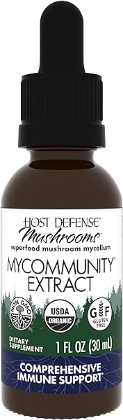 Host Defense MyCommunity Extract - 17 Species Blend Mushroom Supplement for Immune Support - Extract with Lion's Mane, Reishi, Chaga, Cordyceps, Turkey Tail & More - 1 fl oz (30 Servings)* in Pakistan in Pakistan