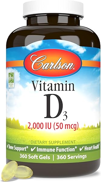 Vitamin D3, 2000 IU (50 mcg), Bone & Immune Health, Vitamin D Supplements, Cholecalciferol Supplement, Gluten Free Vitamin D Capsules, 360 Softgels in Pakistan