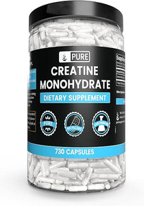 Pure Original Ingredients Creatine Monohydrate (730 Capsules) No Magnesium Or Rice Fillers, Always Pure, Lab Verified in Pakistan