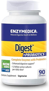 Digest + Probiotics, Enzyme Support for Healthy Digestion and Relief from Occasional Gas, Bloating, and Indigestion, 1.2 Billion CFU, 90 Capsules in Pakistan