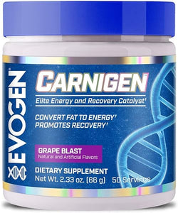 Carnigen Grape | Carnitine Fat Burning Powder, Carnitine Tartrate, Acetyl-l-carnitine, Carnitine Orotate, Carnitine Fumarate, Bioperine, 50 Servings in Pakistan