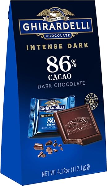 Intense Dark Chocolate SQUARES, 86% Cacao, Mother's Day Chocolate Gifts, 4.12 Oz Bag (Pack of 6) in Pakistan in Pakistan