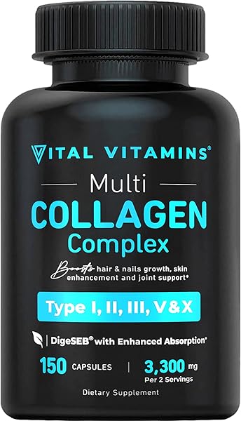 Collagen for Women & Men - Type I, II, III, V, X Multi Collagen Pills - Grass Fed, Non-GMO - 150 Capsules in Pakistan