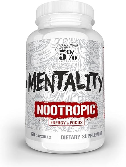 5% Nutrition Rich Piana Mentality Nootropic Blend | Brain Booster Supplement for Performance, Memory, Mental Clarity | Ginseng, Ginkgo, L-Theanine, Choline, Huperzine, 60 Capsules (30 Day Supply) in Pakistan