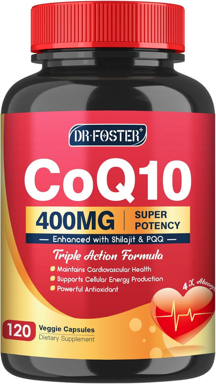 DRFOSTER CoQ10 400mg with PQQ & Shilajit - High Absorption with Bioperine Coenzyme Q10 Supplements - Powerful Antioxidant for Heart in Pakistan