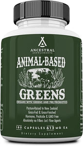 Greens Powder Capsules, Organic Superfood Greens & Reds Blend with Spirulina, Chlorella, Grass Fed Beef Organs, and Probiotics for Gut Health, Non GMO, 615mg Each, 180 Count in Pakistan