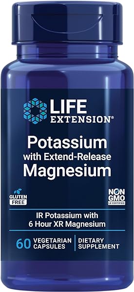 Potassium with Extend-Release Magnesium – Heart health supplement for blood pressure support with two essential minerals – Non-GMO, vegetarian, gluten-free – 60 capsules in Pakistan